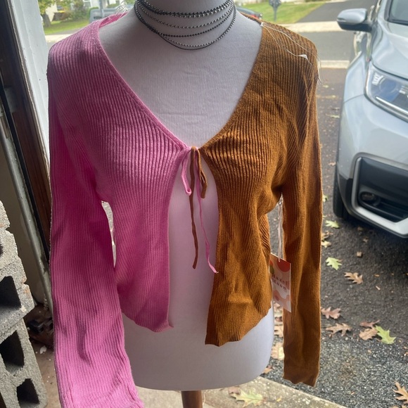 NWT HAZEL MOON SPLIT COLOR OPEN CARDIGAN - Picture 2 of 6